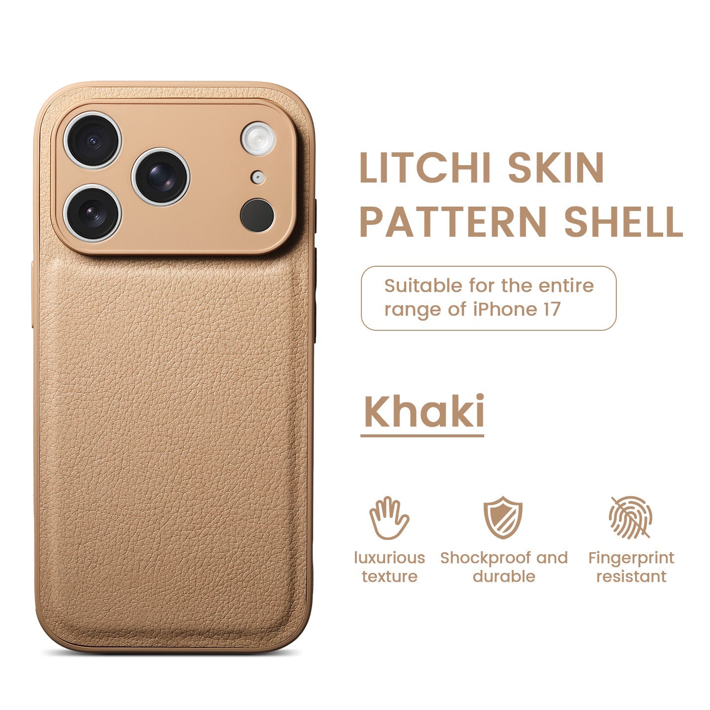 IPhone用プレミアムライチスキンパターンレザーケース
