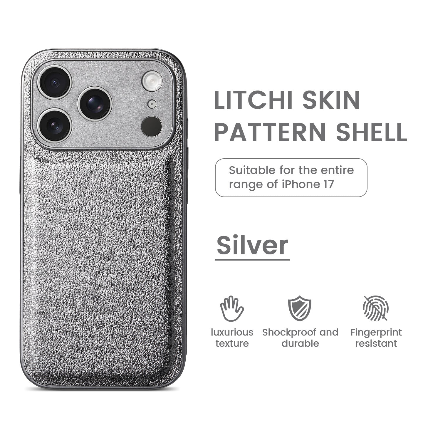 IPhone用プレミアムライチスキンパターンレザーケース